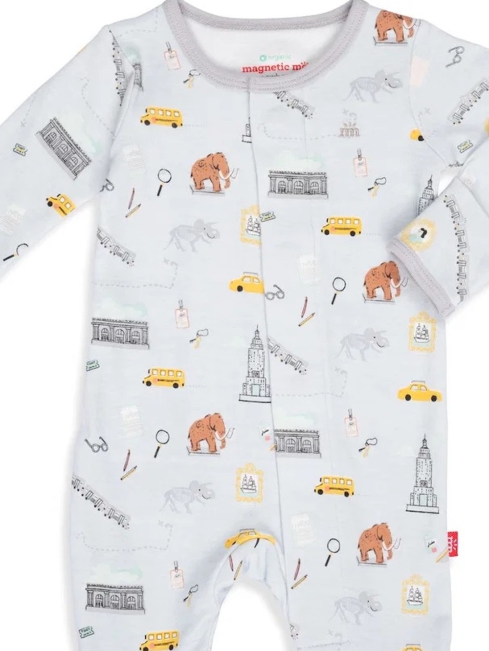 Magnetic Me Baby One-Piece in Light Blue City Print
